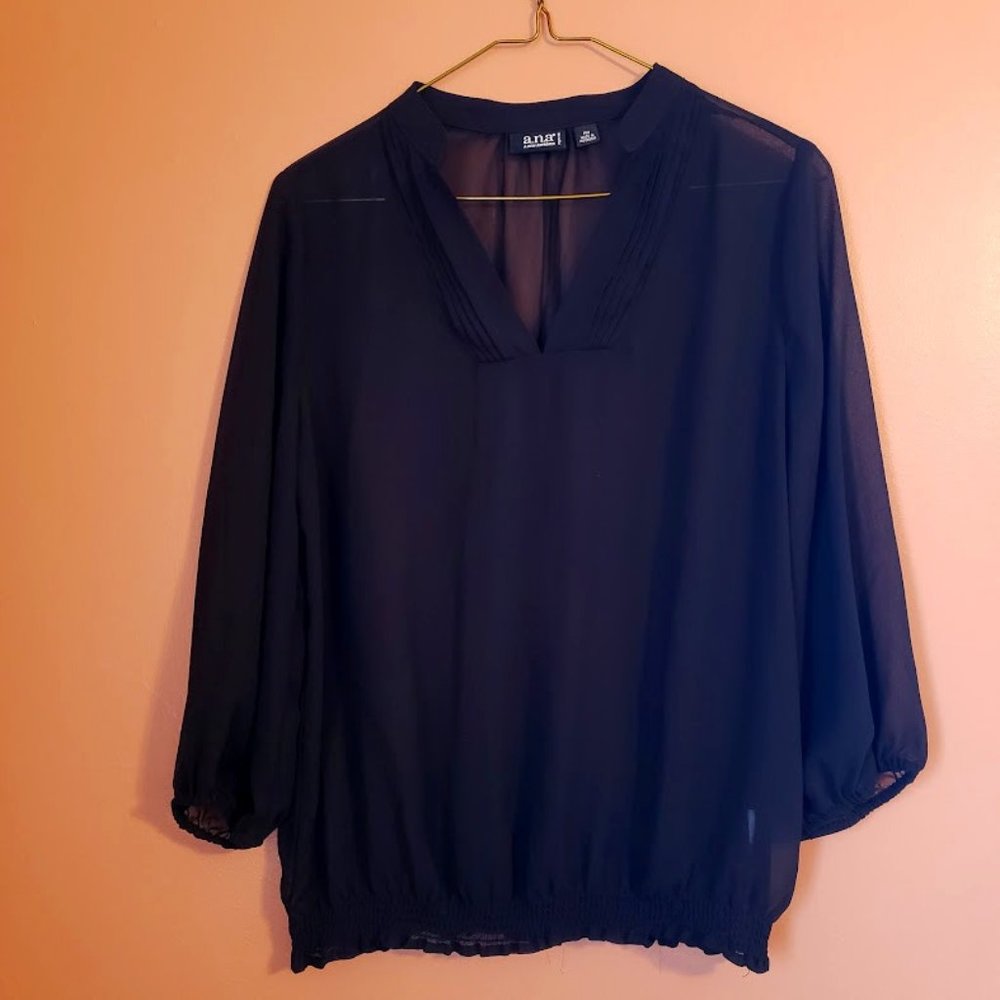 Ana sheer black top - petite medium